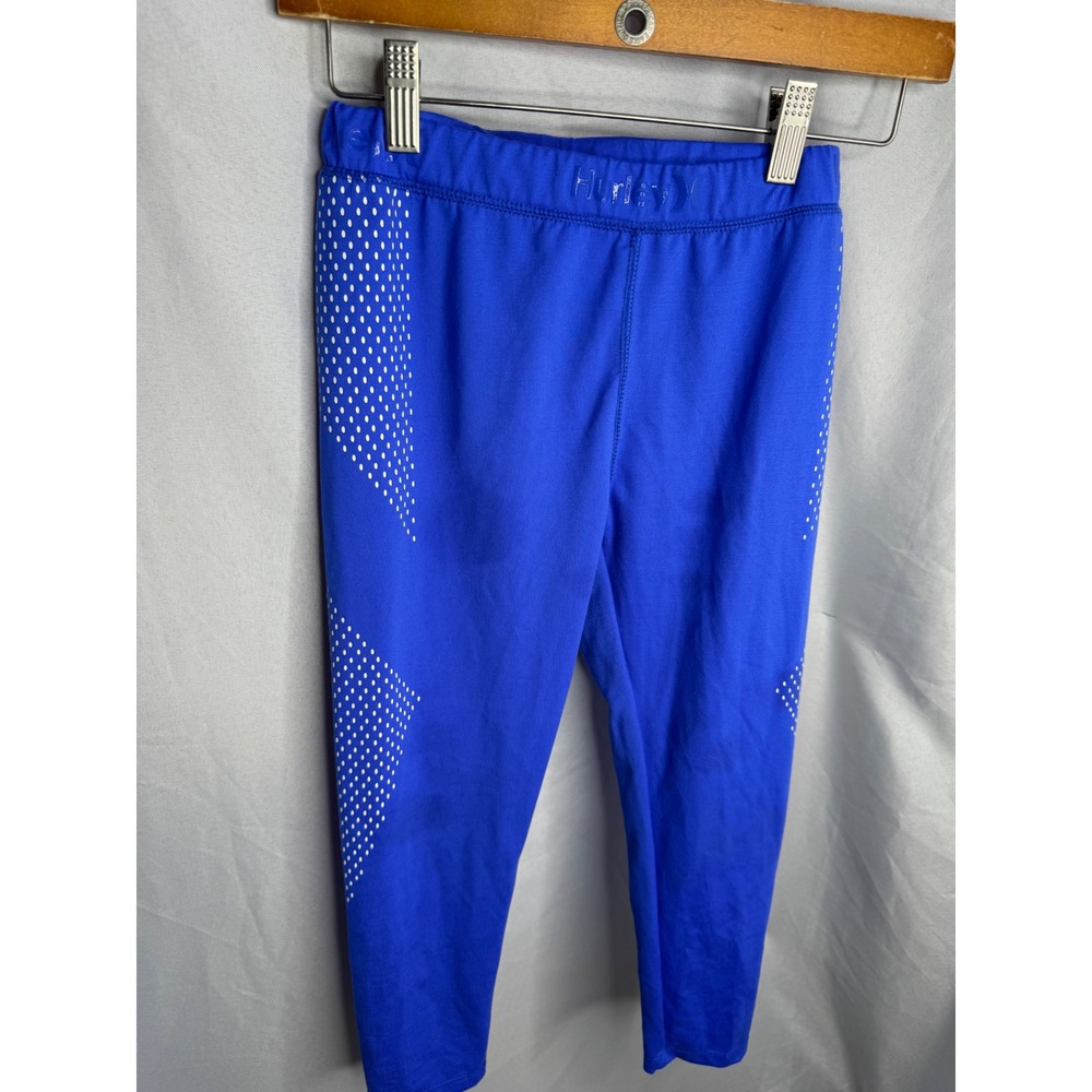 Hurley Girls Nike Dri-FIT Blue Polka Dot Active Leggings Size M 10-12